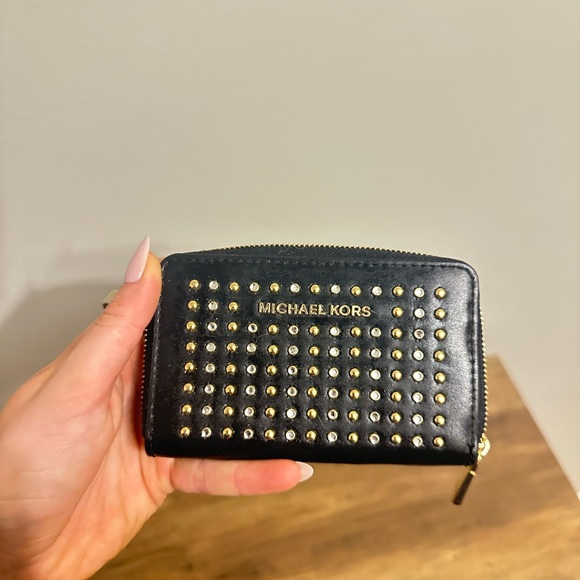 Michael Kors Black Studded Wallet - Picture 2 of 10